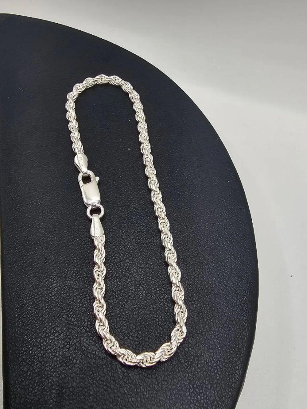 Sterling Silver 925 High Polished Diamond Cut Rope Bracelet 2.8mm 8 inches
